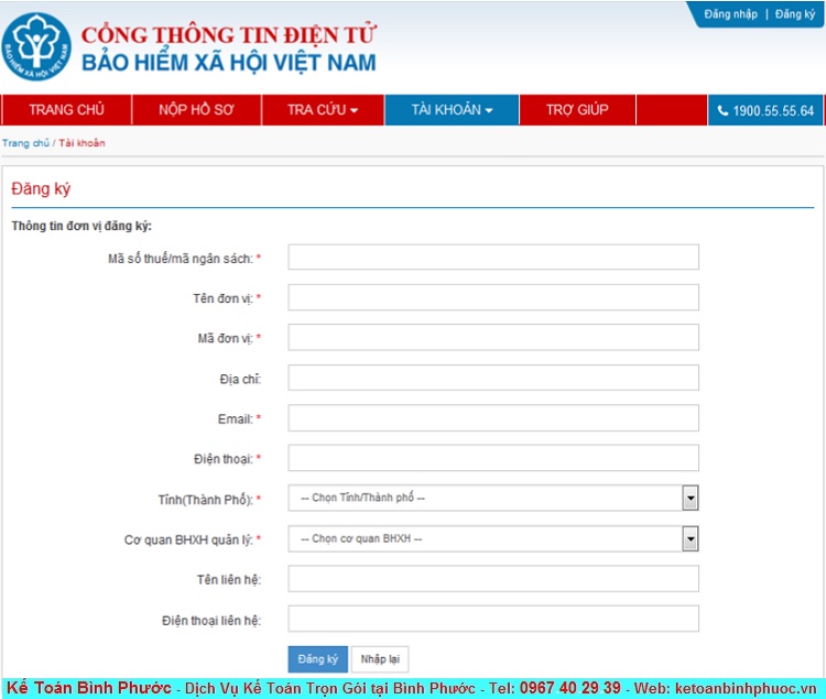 Hướng dẫn đăng ký tài khoản giao dịch Bảo Hiểm qua mạng 1 - Kế Toán Bình Phước
